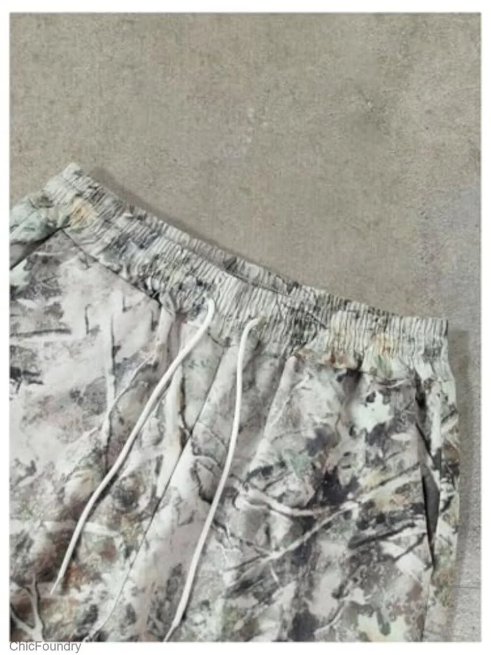 Camo Baggy Cargo Pants Elastic Waist Drawstring Wide Leg Streetwear